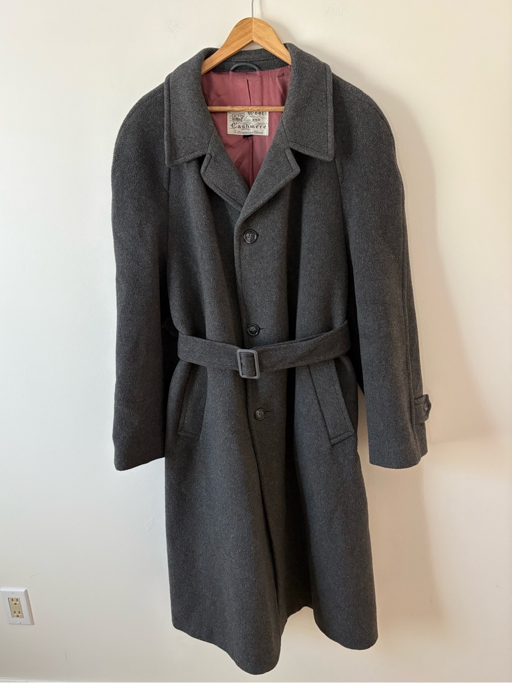 Vintage Wool Cashmere Oversized Coat Size 44 XL Italian Fabric Heavyweight Fall - Picture 4 of 16